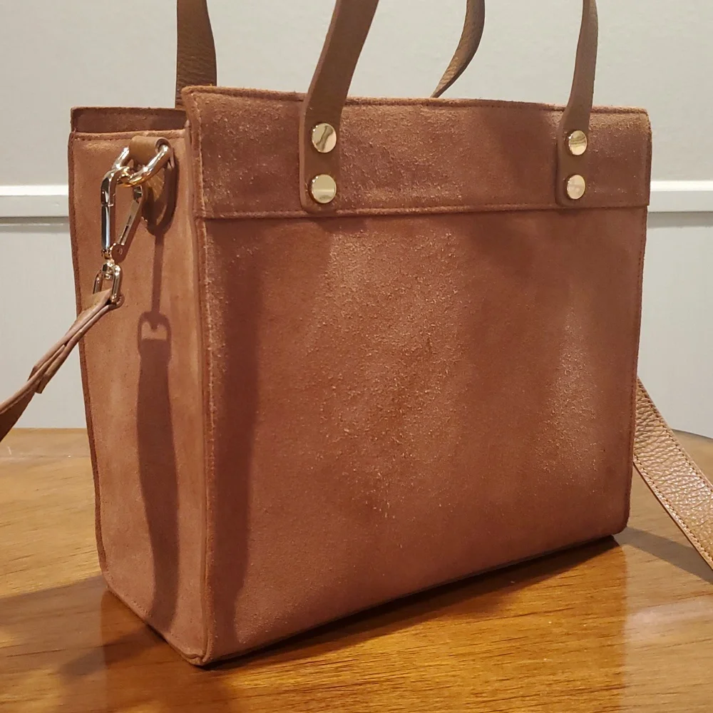 Mark & Graham caramel suede